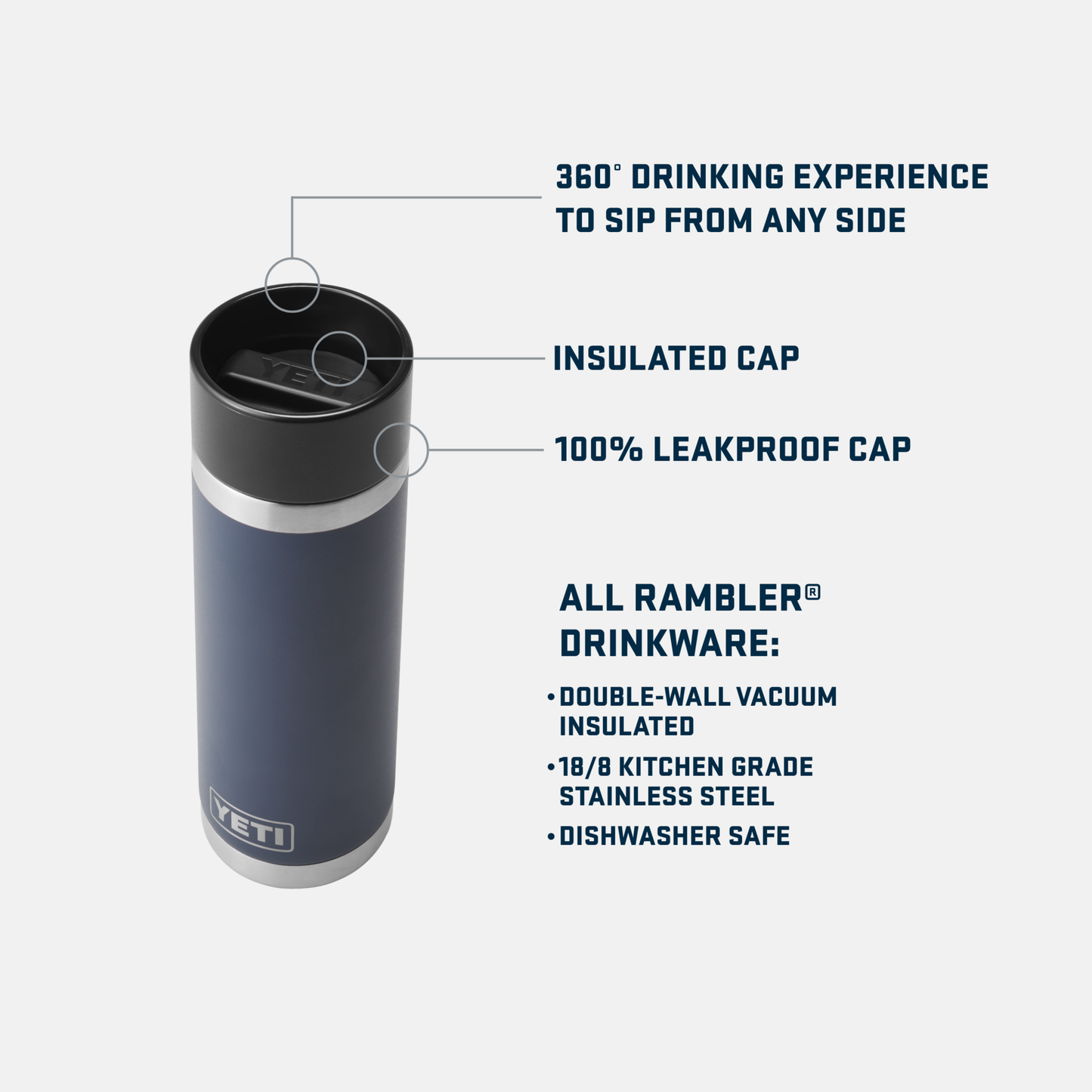 YETI Rambler® 18 oz (532 ml) Bottle With Hotshot Cap Black