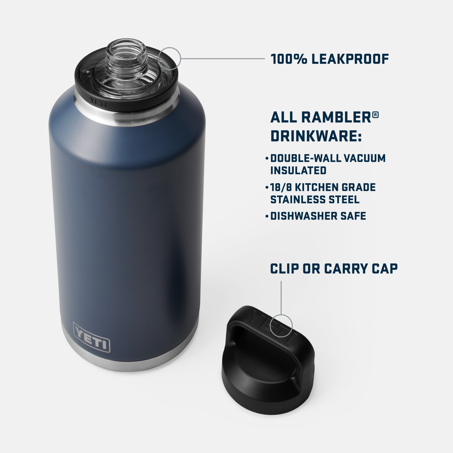 YETI Rambler® 64 oz (1.9 L) Bottle With Chug Cap Charcoal