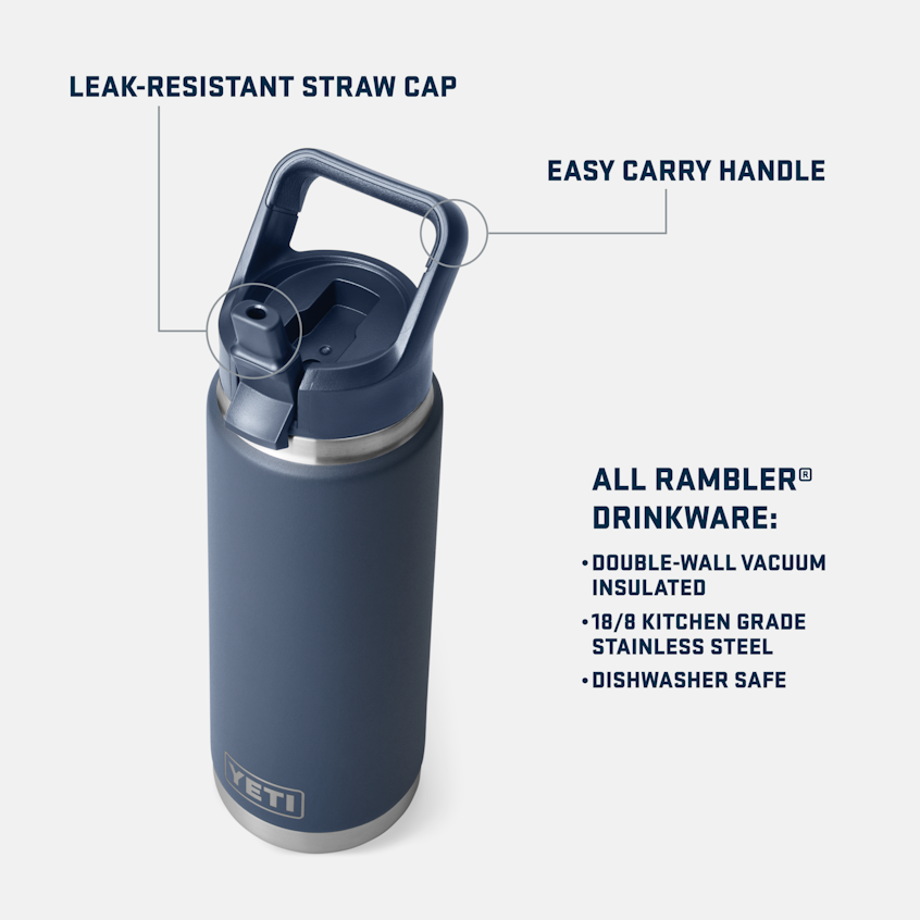 YETI Rambler® 26 oz (769 ml) Bottle With Straw Cap Navy