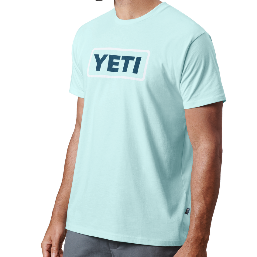 YETI Logo Badge Premium Short Sleeve T-Shirt Light Blue