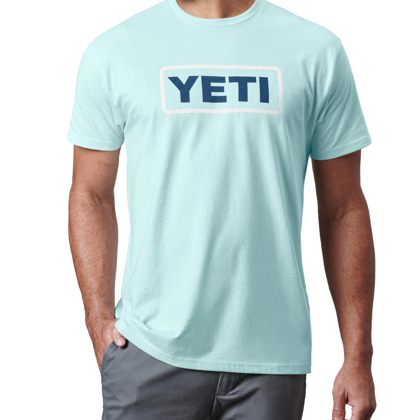 YETI Logo Badge Premium Short Sleeve T-Shirt Light Blue