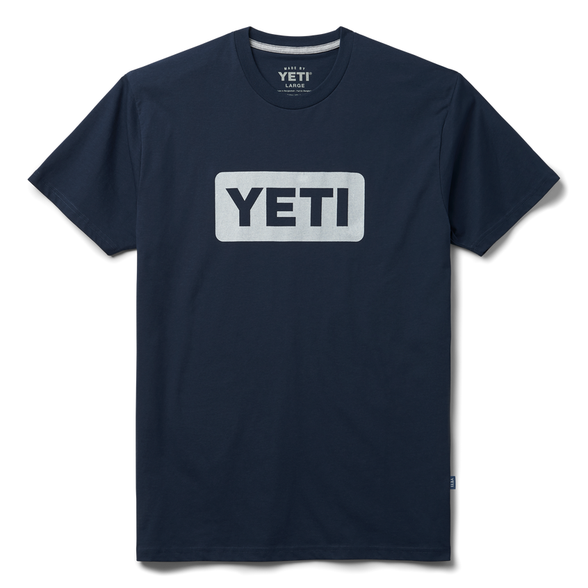 YETI Logo Badge Premium Short Sleeve T-Shirt Navy/White