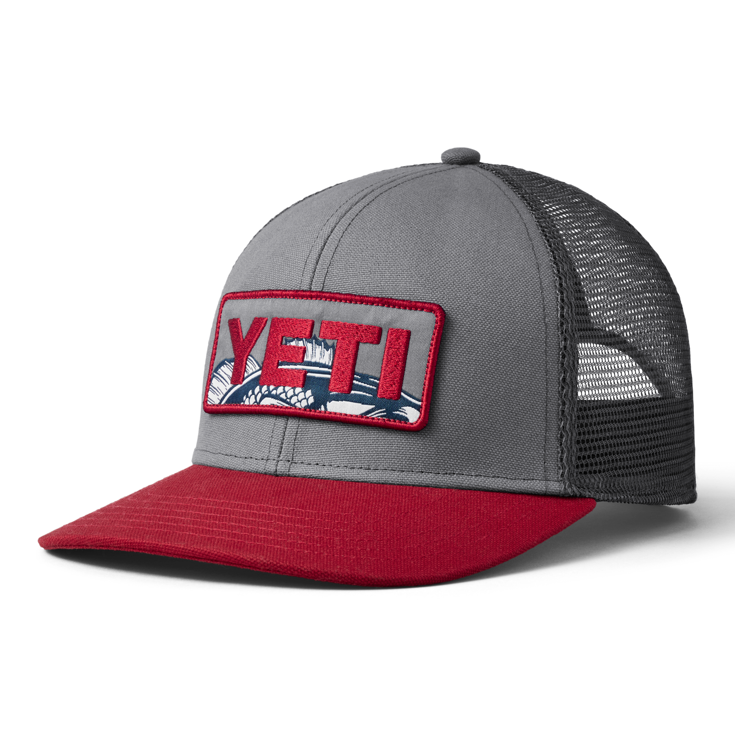 YETI Bass Badge Trucker Hat Grey Rust