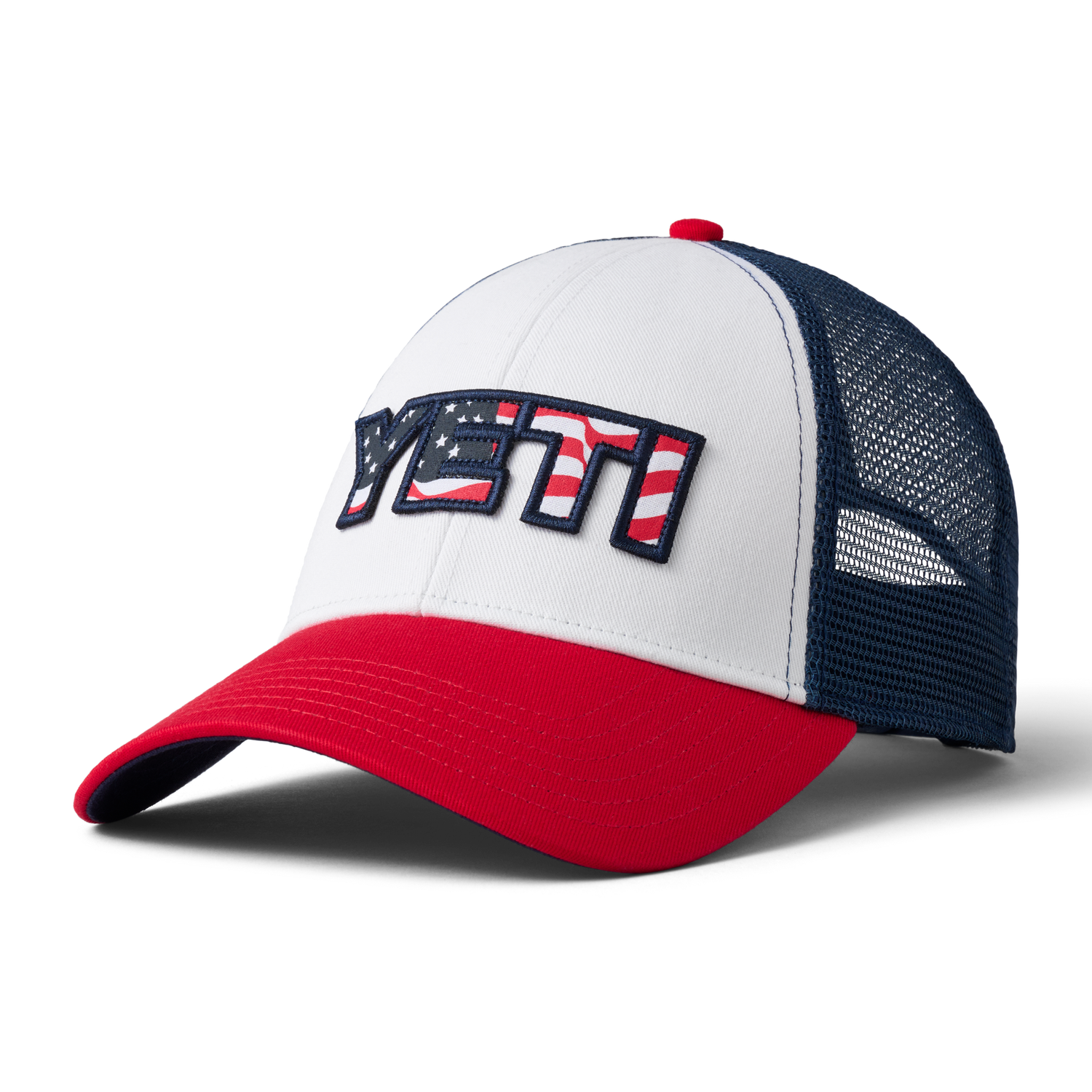 YETI Waving Flag Trucker Hat White/Red