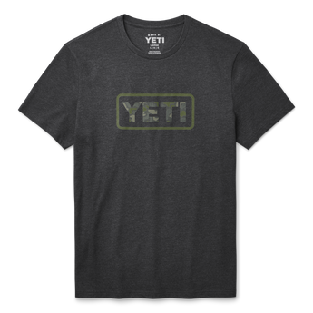YETI Camo Logo Badge Short Sleeve T-Shirt Heather Charcoal