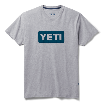 YETI Logo Badge Premium Short Sleeve T-Shirt Grey/Navy
